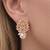 Rose gold crystal cluster earrings with pearl drop, marquise cut stones, stud style