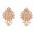Rose gold crystal cluster earrings with pearl drop, marquise cut stones, stud style