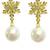 Crystal snowflake and pearl drop earrings, baguette cz stud, bridal jewellery, anti tarnish jewellery