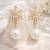 Crystal snowflake and pearl drop earrings, baguette cz stud, bridal jewellery, anti tarnish jewellery
