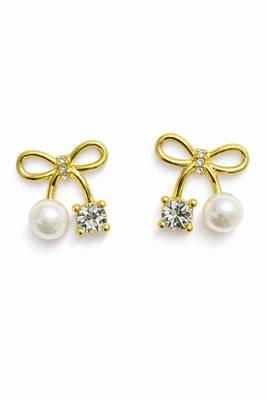 Bow stud earrings with pearl and crystal embellishments, elegant jewellery, anti tarnish jewellery 3