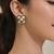 Flower stud earrings, gold-tone enamel with pearl centre, black and cream, push-back closure