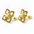 Flower stud earrings, gold-tone enamel with pearl centre, black and cream, push-back closure