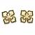 Flower stud earrings, gold-tone enamel with pearl centre, black and cream, push-back closure