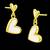 Gold-tone double heart drop earrings, white enamel pendant, stud back, dangle style