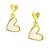 Gold-tone double heart drop earrings, white enamel pendant, stud back, dangle style