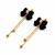 Black velvet bow stud earrings with gold chain tassel drop and ball ends, elegant dangle style