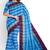 Sky blue checked cotton blend saree with purple border