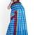 Sky blue checked cotton blend saree with purple border