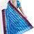 Sky blue checked cotton blend saree with purple border