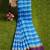 Sky blue checked cotton blend saree with purple border