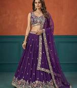 Women's Purple Georgette Sequince Embroidered Lehenga Choli with Dupatta