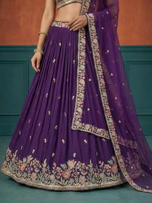 Women's Purple Georgette Sequince Embroidered Lehenga Choli with Dupatta 3