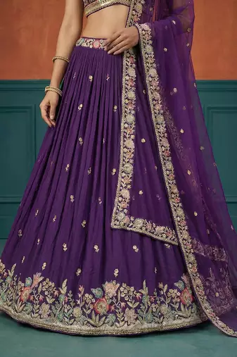 Women's Purple Georgette Sequince Embroidered Lehenga Choli with Dupatta