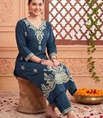 Women Ethnic Motifs Embroidered Regular Thread Work Pure Cotton Kurta with Trousers