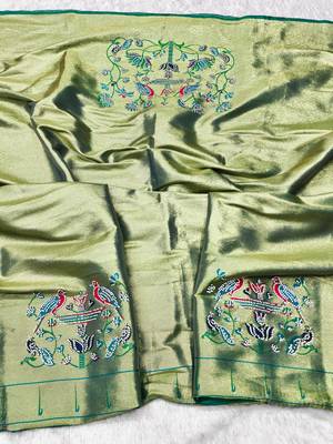 rama zari woven paithani silk blend traditional saree with swarovski blouse piece 3