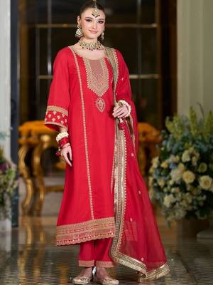 Women Ethnic Motifs Embroidered Regular Kurta with Trousers & With Dupatta 1