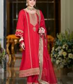Women Ethnic Motifs Embroidered Regular Kurta with Trousers & With Dupatta