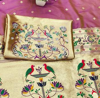 gajri zari woven paithani silk blend traditional saree with swarovski blouse piece 4