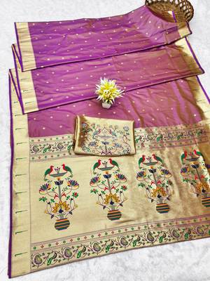 gajri zari woven paithani silk blend traditional saree with swarovski blouse piece 5