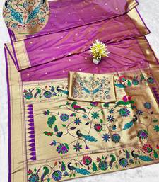 gajri zari woven paithani silk blend traditional saree with swarovski blouse piece