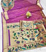 gajri zari woven paithani silk blend traditional saree with swarovski blouse piece