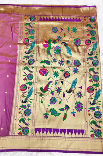 gajri zari woven paithani silk blend traditional saree with swarovski blouse piece