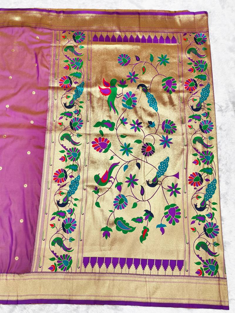 gajri zari woven paithani silk blend traditional saree with swarovski blouse piece