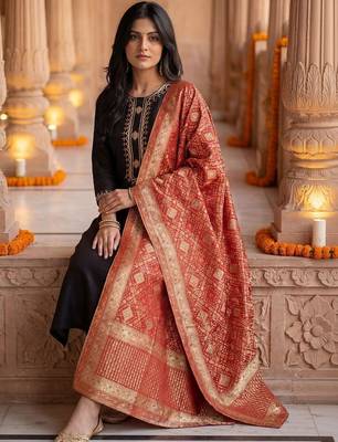 Women Embroidered Regular Sequinned Kurta with Trousers & With Dupatta 5