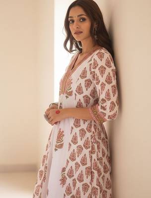 Ethnic Motifs Printed Anarkali Pure Cotton Kurta With Trouser 2
