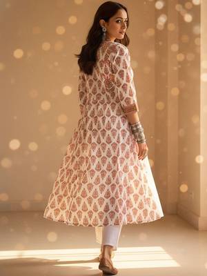 Ethnic Motifs Printed Anarkali Pure Cotton Kurta With Trouser 4