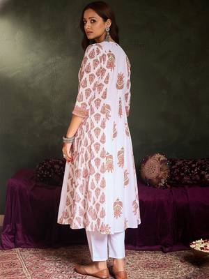 Ethnic Motifs Printed Anarkali Pure Cotton Kurta With Trouser 7
