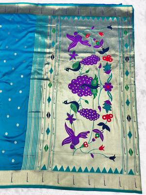 rama zari woven paithani silk blend traditional saree with swarovski blouse piece 2