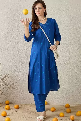 Women Printed Regular Pure Cotton Kurta with Trousers