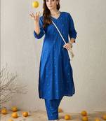 Women Printed Regular Pure Cotton Kurta with Trousers