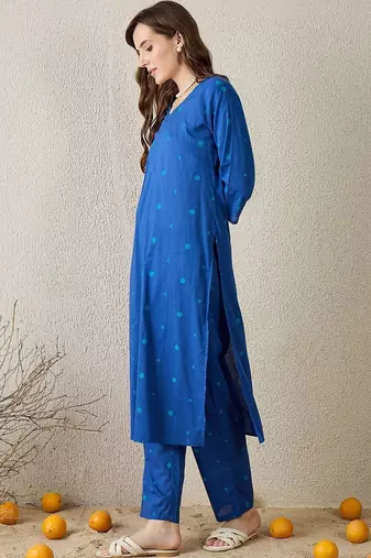 Women Printed Regular Pure Cotton Kurta with Trousers