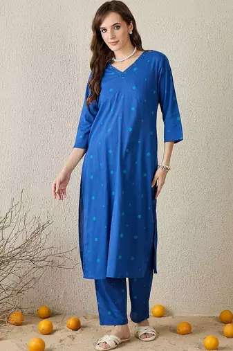 Women Printed Regular Pure Cotton Kurta with Trousers