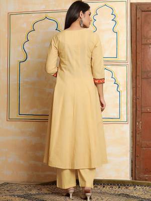 Women Ethnic Motifs Printed Regular Thread Work Pure Cotton Kurta with Trousers & With Dupatta 3