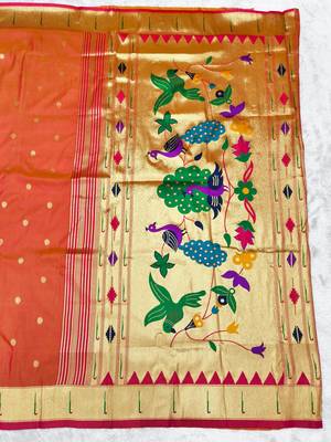gajri zari woven paithani silk blend traditional saree with swarovski blouse piece 2
