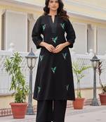 Women Animal Embroidered Regular Thread Work Pure Cotton Kurta with Palazzos