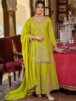 Women Ethnic Motifs Embroidered Regular Mirror Work Kurta with Palazzos & Dupatta 1