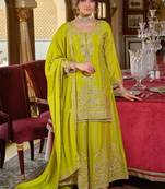 Women Ethnic Motifs Embroidered Regular Mirror Work Kurta with Palazzos & Dupatta