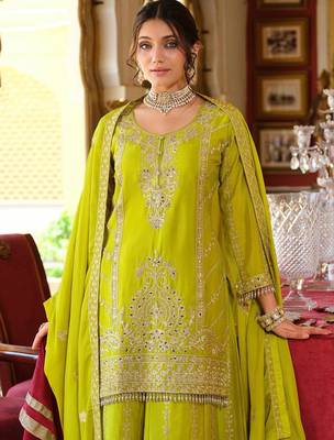 Women Ethnic Motifs Embroidered Regular Mirror Work Kurta with Palazzos & Dupatta 2