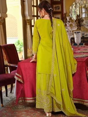 Women Ethnic Motifs Embroidered Regular Mirror Work Kurta with Palazzos & Dupatta 4