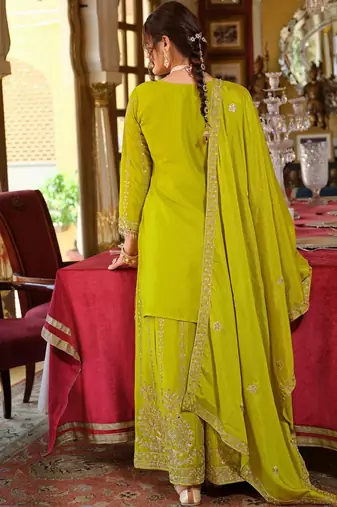 Women Ethnic Motifs Embroidered Regular Mirror Work Kurta with Palazzos & Dupatta