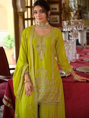 Women Ethnic Motifs Embroidered Regular Mirror Work Kurta with Palazzos & Dupatta 5