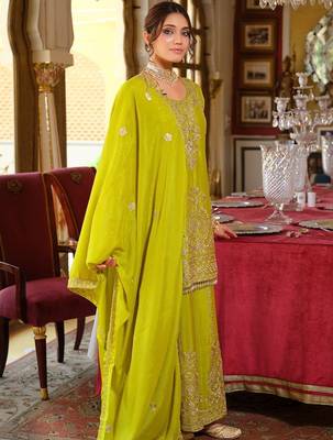 Women Ethnic Motifs Embroidered Regular Mirror Work Kurta with Palazzos & Dupatta 6