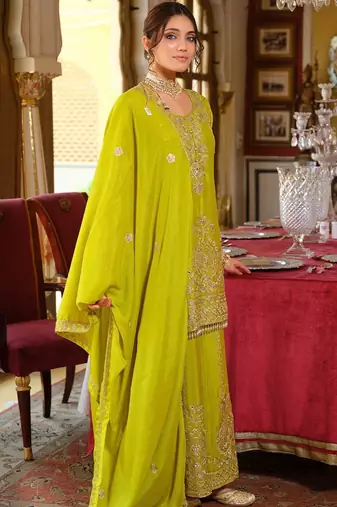 Women Ethnic Motifs Embroidered Regular Mirror Work Kurta with Palazzos & Dupatta