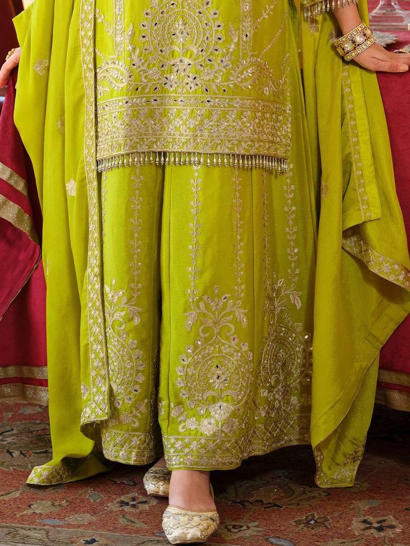 Women Ethnic Motifs Embroidered Regular Mirror Work Kurta with Palazzos & Dupatta