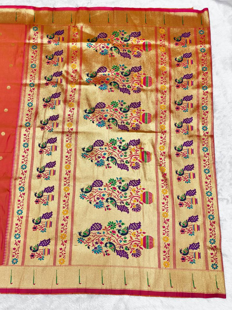 gajri zari woven paithani silk blend traditional saree with swarovski blouse piece